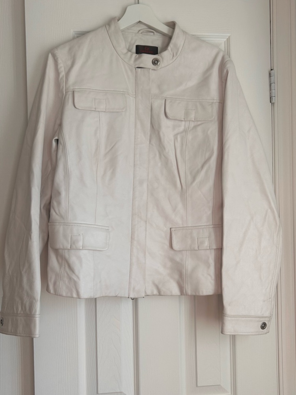 Genuine White Leather Biker Jacket
